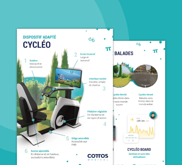 Brochure de présentation du produit Cycléo, le vélo de balade virtuelle pour les séniors